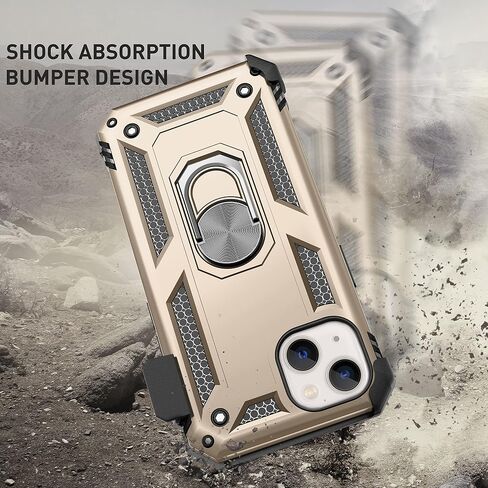 TILL for iPhone 13 Pro Max Full Coverage Heavy Duty Shockproof Phone Case Cover Built in Rotable Magnetic Ring Holder Kickstand with Holster Belt Swivel Clip for iPhone 13 Pro Max [Black] in Saudi Arabia