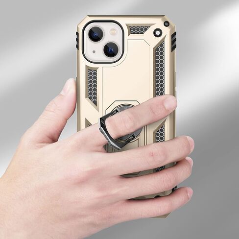 TILL for iPhone 13 Pro Max Full Coverage Heavy Duty Shockproof Phone Case Cover Built in Rotable Magnetic Ring Holder Kickstand with Holster Belt Swivel Clip for iPhone 13 Pro Max [Black] in Saudi Arabia