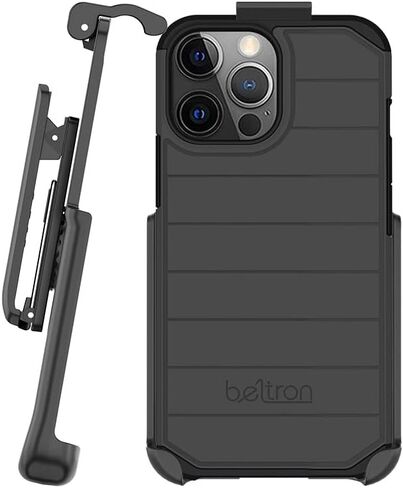 BELTRON Case with Belt Clip for iPhone 14 Pro, iPhone 13 Pro, Slim Full Protection Hybrid Case & Rotating Belt Clip Holster with Built in Kickstand, Scratch Resistant/Shock Absorption - Black in Saudi Arabia