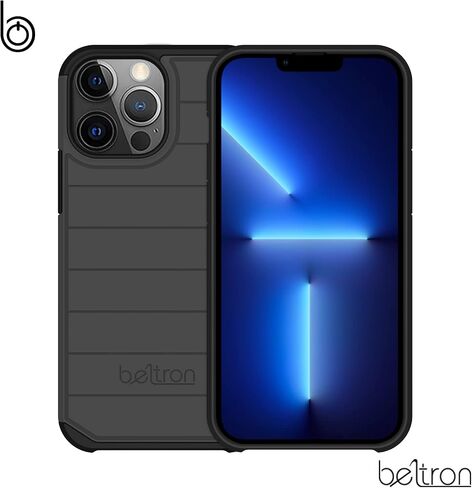 BELTRON Case with Belt Clip for iPhone 14 Pro, iPhone 13 Pro, Slim Full Protection Hybrid Case & Rotating Belt Clip Holster with Built in Kickstand, Scratch Resistant/Shock Absorption - Black in Saudi Arabia