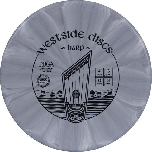Westside Discs Origio Burst Harp Disc Golf Putter | Overstable Frisbee Golf Putt and Approach Disc | 170g Plus | Stamp Colors Will Vary in Saudi Arabia