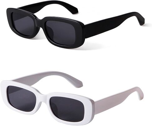 JUDOO Black Rectangle Sunglasses Women Trendy Retro Sunglasses 90s Vintage Cute Sunglasses UV400 Protection in Saudi Arabia