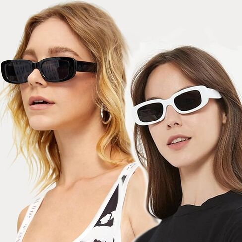 JUDOO Black Rectangle Sunglasses Women Trendy Retro Sunglasses 90s Vintage Cute Sunglasses UV400 Protection in Saudi Arabia
