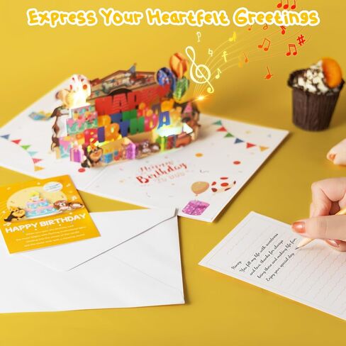3D Musical Birthday Cards with Lights & Blowable Candle, Pet Dog Theme Funny Birthday Greeting Card, Dog Mom or Dad Bday Popup Cards for Husband Wife Friend and Every Dog Lover Play Song 'HAPPY BDAY' in Kuwait