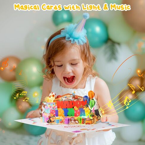 3D Musical Birthday Cards with Lights & Blowable Candle, Pet Dog Theme Funny Birthday Greeting Card, Dog Mom or Dad Bday Popup Cards for Husband Wife Friend and Every Dog Lover Play Song 'HAPPY BDAY' in Kuwait