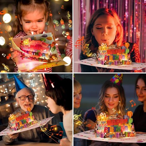 3D Musical Birthday Cards with Lights & Blowable Candle, Pet Dog Theme Funny Birthday Greeting Card, Dog Mom or Dad Bday Popup Cards for Husband Wife Friend and Every Dog Lover Play Song 'HAPPY BDAY' in Kuwait