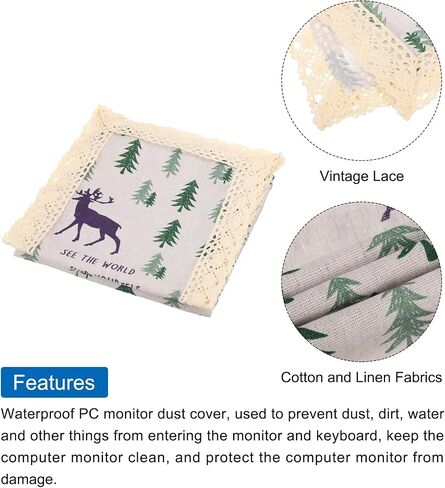 MECCANIXITY Computer Monitor Keyboard Dust Cover, for 24 25 26 27 Inch PC Screen Dustproof Protective Sleeve for LCD/LED/HD Panel Case, Cedar-Fawn Style in Saudi Arabia