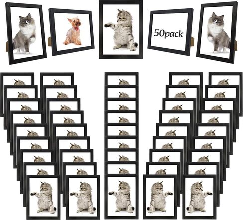 Set of 50 Picture Frame Bulk Photo Frames with Mat Wall Mounting Simple Photo Frames Multi Picture Frames for Wall or Tabletop, Black 6x8 in Saudi Arabia