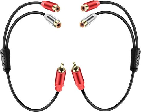كابل مقسم Y ستيريو RCA 1 RCA أنثى إلى 2 RCA أنثى مضخم صوت مساعد كابل صوت RCA محول صوت موسع سلك لمضخم الصوت ونظام هاي فاي للمسرح المنزلي 0.98 قدم (قطعتان) in Kuwait