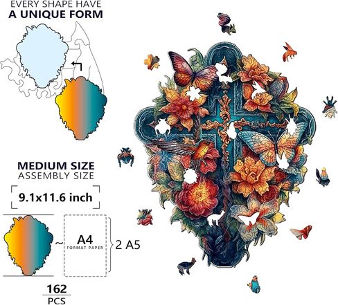 Wooden Puzzles for Adults, Unique Puzzles for Adults, Irregular Animal Shaped Wooden Jigsaw Puzzles, Creative Birthday Gift, Fun Family Game, 11.8 x 9.1 inch, Butterfly in Saudi Arabia