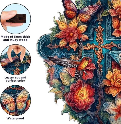 Wooden Puzzles for Adults, Unique Puzzles for Adults, Irregular Animal Shaped Wooden Jigsaw Puzzles, Creative Birthday Gift, Fun Family Game, 11.8 x 9.1 inch, Butterfly in Saudi Arabia