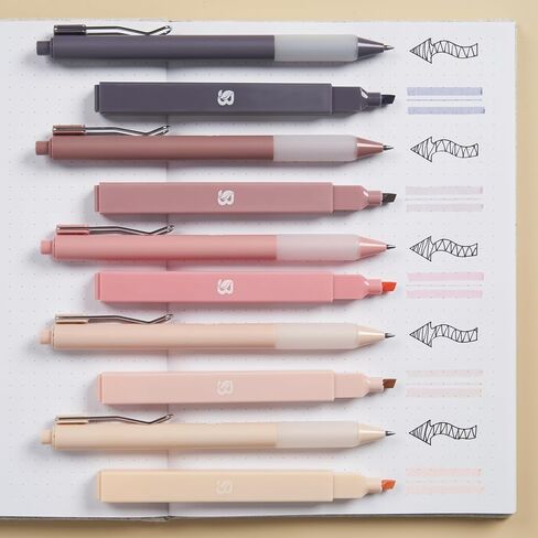 Aesthetic Highlighters and Gel Pens with Black Ink And Soft Tip, No Bleed Dry Fast Easy to Hold, for Bible Journaling Planner Notes School Office Supplies 10 pack (Morandi) in Saudi Arabia