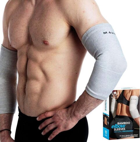 Mava Sports Elbow Sleeve Weightlifting Bamboo Elbow Brace Compression Support Sleeve for Tendonitis, Tennis, Golf Elbow Treatment - Reduce Elbow Joint Pain in Saudi Arabia