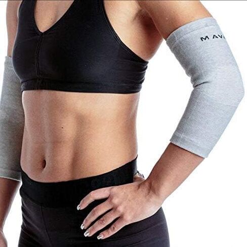 Mava Sports Elbow Sleeve Weightlifting Bamboo Elbow Brace Compression Support Sleeve for Tendonitis, Tennis, Golf Elbow Treatment - Reduce Elbow Joint Pain in Saudi Arabia