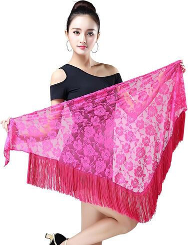Women‘s Latin Dance Hip Scarf, Fringe Dance Practice Skirt, Lace-up Tango Dance Skirt Apron for Rave Party in Saudi Arabia
