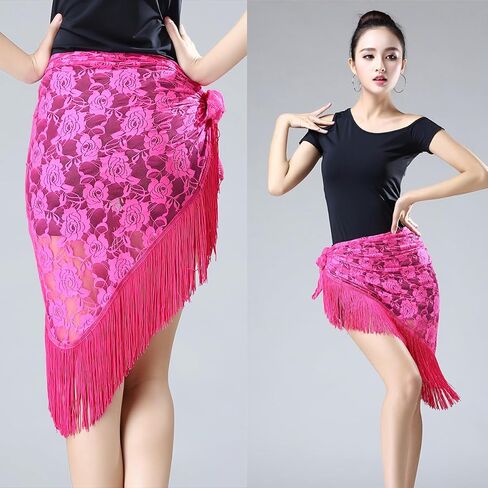Women‘s Latin Dance Hip Scarf, Fringe Dance Practice Skirt, Lace-up Tango Dance Skirt Apron for Rave Party in Saudi Arabia