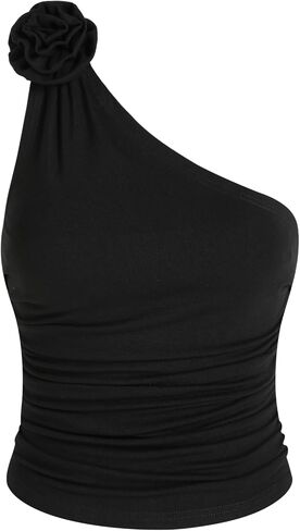 CIDER Asymmetrical Rosette Ruched Crop Top in Saudi Arabia