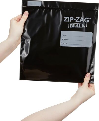 Zip Zag Bag Black (1/2 LB) 10x Large Zipper Bags (11" x 11.75") | Say Goodbye to Stale Herbs And Spices With Food Safe Zipper bags | Resealable, Reusable, Washable, Airtight Bags in Saudi Arabia