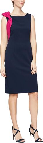 S.L. Fashions Women's Short Sleeveless Stretch Sheath Dress with Shoulder Ribbon in Saudi Arabia