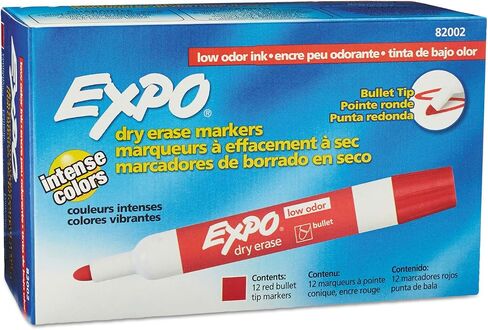 Expo Low-Odor Dry Erase Markers, Bullet Tip,Red, 24-Count in Saudi Arabia