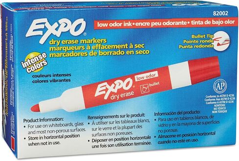 Expo Low-Odor Dry Erase Markers, Bullet Tip,Red, 24-Count in Saudi Arabia