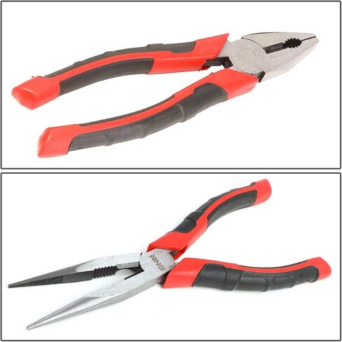 DNA Motoring TOOLS-00065 2 Piece Groove Joint Plier Set - Hardened Jaws Plier w/Heat-Treated Teeth, PVC Grips, Satin Finish in Saudi Arabia