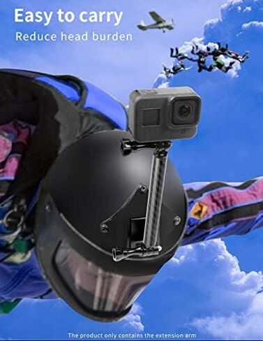 خوذة FEICHAO قابلة للتركيب على عمود الذراع من ألياف الكربون متوافقة مع Gopro 9/MAX/8/7/6، Insta360 One R، DJI Osmo Action، EK7000 4K (98 مم / 3.86 بوصة) in Saudi Arabia