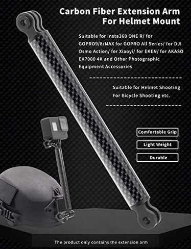 Helmet Extension Arm Pole Mount Carbon Fiber Compatible with Gopro 9/MAX/8/7/6,Insta360 One R, DJI Osmo Action, EK7000 4K (258mm / 10.16in) in Kuwait