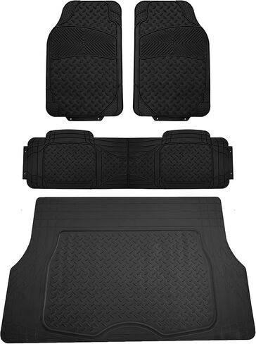 FH Group Semi-Custom Liners Trimmable All Weather Full Set Car Floor Mats with Premium Trimmable All Season Cargo Liner - Universal Fit for Cars Trucks and SUVs (Gray) in Kuwait