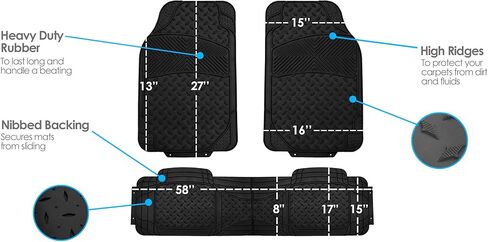 FH Group Semi-Custom Liners Trimmable All Weather Full Set Car Floor Mats with Premium Trimmable All Season Cargo Liner - Universal Fit for Cars Trucks and SUVs (Gray) in Kuwait