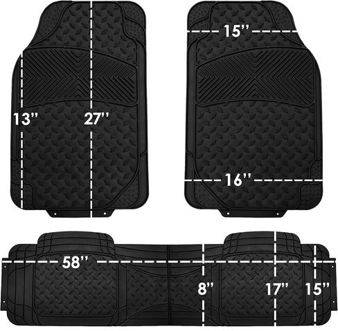 FH Group Semi-Custom Liners Trimmable All Weather Full Set Car Floor Mats with Premium Trimmable All Season Cargo Liner - Universal Fit for Cars Trucks and SUVs (Gray) in Kuwait