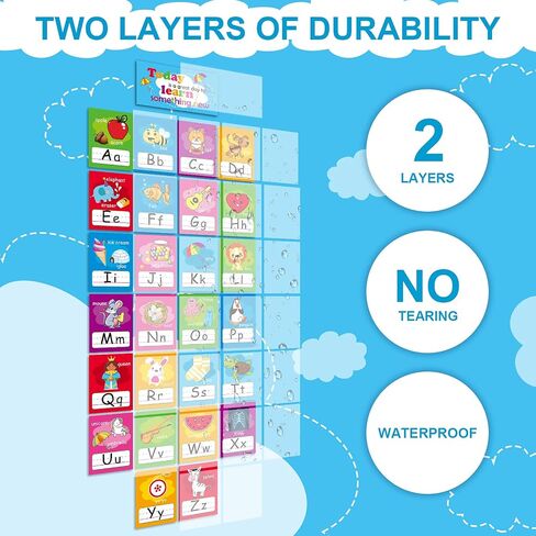 58 Pieces Educational Preschool Cards Kids Early Learning Poster Alphabet Number Colors and Shapes Bulletin Board Decoration Kindergarten Classroom Learning Card with Glue Point Dot (Fresh Style) in Saudi Arabia