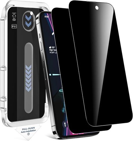 IPROKKO 2 Pack iPhone 14 Pro Privacy Screen Protector (2022-6.1 بوصة)، [مجموعة المحاذاة التلقائية] 9H زجاج مقوى HD مضاد للتجسس فيلم أمان خاص متوافق مع iPhone 14Pro in Kuwait