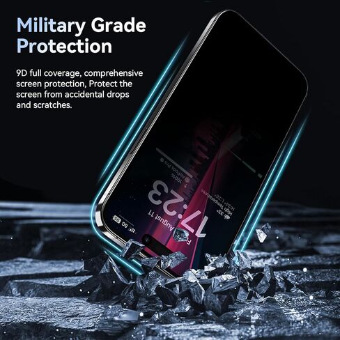 IPROKKO 2 Pack iPhone 14 Pro Privacy Screen Protector (2022-6.1 بوصة)، [مجموعة المحاذاة التلقائية] 9H زجاج مقوى HD مضاد للتجسس فيلم أمان خاص متوافق مع iPhone 14Pro in Kuwait