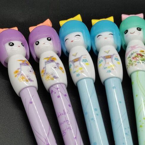Baby bells Cartoon Small Fresh Japanese Doll colored gel pens, writing 0.38mm black ink roll pen (12PCS) in Saudi Arabia