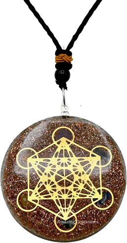 قلادة مذهلة من الأحجار الكريمة مع كريستال السيلينيت ومكعب ميتاترون - قلادة قلادة علاجية طبيعية للنساء والرجال والأطفال in Kuwait