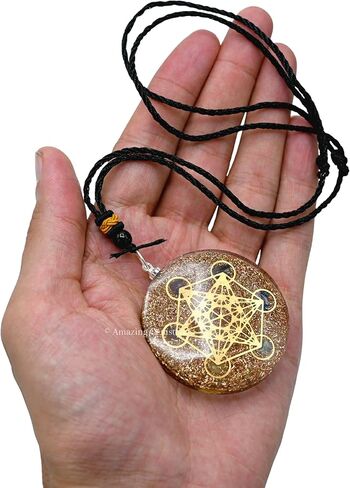 قلادة مذهلة من الأحجار الكريمة مع كريستال السيلينيت ومكعب ميتاترون - قلادة قلادة علاجية طبيعية للنساء والرجال والأطفال in Kuwait