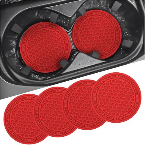 4PCS Car Cup Coaster, PVC Non-Slip Cup Holders Insert Coaster, 2.75 Inch Waterproof Drink Mat for Women and Men, Car Accessories Tabletop Protection and Decor for Most Car (Black) in Saudi Arabia