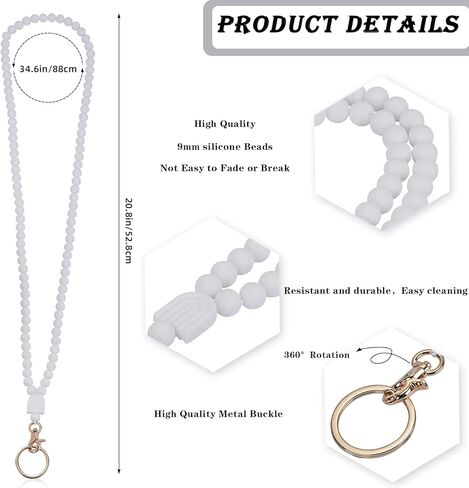 Beaded Silicone Beads Lanyards Teacher Lanyards for ID Badges and Keys Breakaway Gift for Women Nurse Teacher in Kuwait