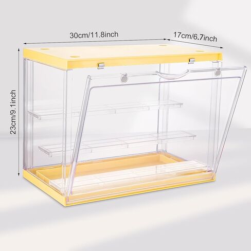 Clear Assemble Display Case with Magnetic Door for Action Figures, 3 Tier Stackable Transparent Dustproof Storage Blind Case for Shoe Miniature Collectibles Protection Showcase,Orange Pink in Kuwait