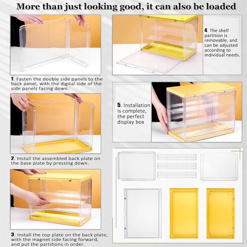 Clear Assemble Display Case with Magnetic Door for Action Figures, 3 Tier Stackable Transparent Dustproof Storage Blind Case for Shoe Miniature Collectibles Protection Showcase,Orange Pink in Kuwait