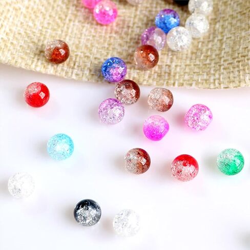 200pcs Crackle Glass Beads, 8mm Crystal Bead for Jewelry Making, Green Round Spacer Glass Crackle Beads, Crafts Crystal Beads Bulk Loose Beads for DIY Craft Earring Necklace Bracelet Jewelry in Saudi Arabia