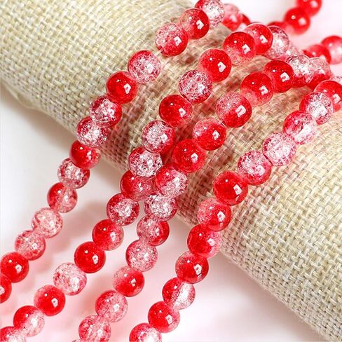 200pcs Crackle Glass Beads, 8mm Crystal Bead for Jewelry Making, Green Round Spacer Glass Crackle Beads, Crafts Crystal Beads Bulk Loose Beads for DIY Craft Earring Necklace Bracelet Jewelry in Saudi Arabia