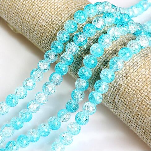 200pcs Crackle Glass Beads, 8mm Crystal Bead for Jewelry Making, Green Round Spacer Glass Crackle Beads, Crafts Crystal Beads Bulk Loose Beads for DIY Craft Earring Necklace Bracelet Jewelry in Saudi Arabia