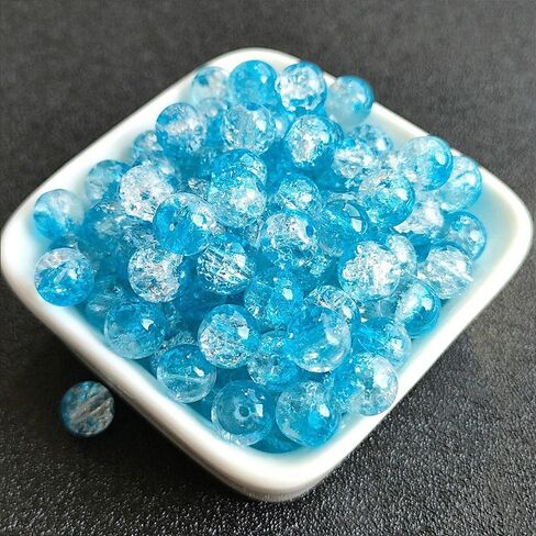 200pcs Crackle Glass Beads, 8mm Crystal Bead for Jewelry Making, Green Round Spacer Glass Crackle Beads, Crafts Crystal Beads Bulk Loose Beads for DIY Craft Earring Necklace Bracelet Jewelry in Saudi Arabia