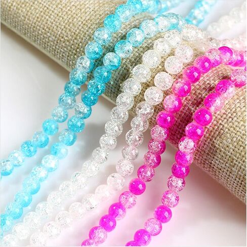 200pcs Crackle Glass Beads, 8mm Crystal Bead for Jewelry Making, Green Round Spacer Glass Crackle Beads, Crafts Crystal Beads Bulk Loose Beads for DIY Craft Earring Necklace Bracelet Jewelry in Saudi Arabia