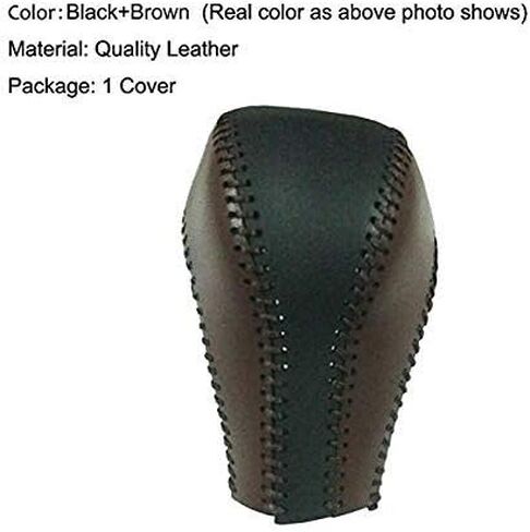 Genuine Leather Automatic at Gear Shift Knob Cover Protector Trim Fit Infiniti FX35 QX56 QX80 QX70 QX50 Q60 Q40 FX37 EX37 EX25 IPLG G25 (Black+Red Leather) in Saudi Arabia