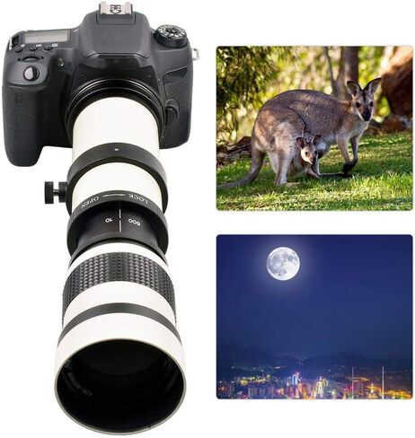 Telescope Lens, White with 420-800MM Super Telephoto Zoom F/8.3-16 Manual Focusing Telephoto Lens for Canon EF Mount Camera Aluminum Body, Telephoto Zoom Lens in Saudi Arabia