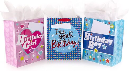 Hallmark 13" Large Kids Birthday Gift Bags Assortment with Tissue Paper - Sloth, Dinosaur, Unicorn (Pack of 3 Gift Bags, 9 Sheets of Tissue Paper) in Saudi Arabia