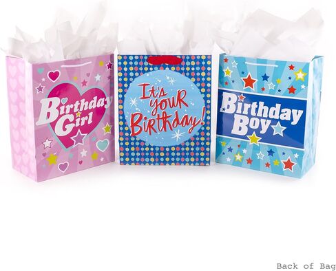 Hallmark 13" Large Kids Birthday Gift Bags Assortment with Tissue Paper - Sloth, Dinosaur, Unicorn (Pack of 3 Gift Bags, 9 Sheets of Tissue Paper) in Saudi Arabia
